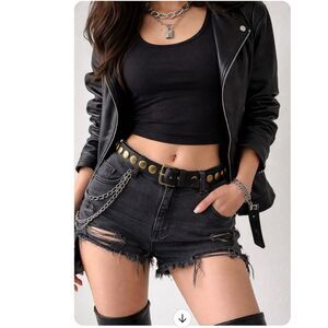 Gap Black Studded Leather Belt Size M